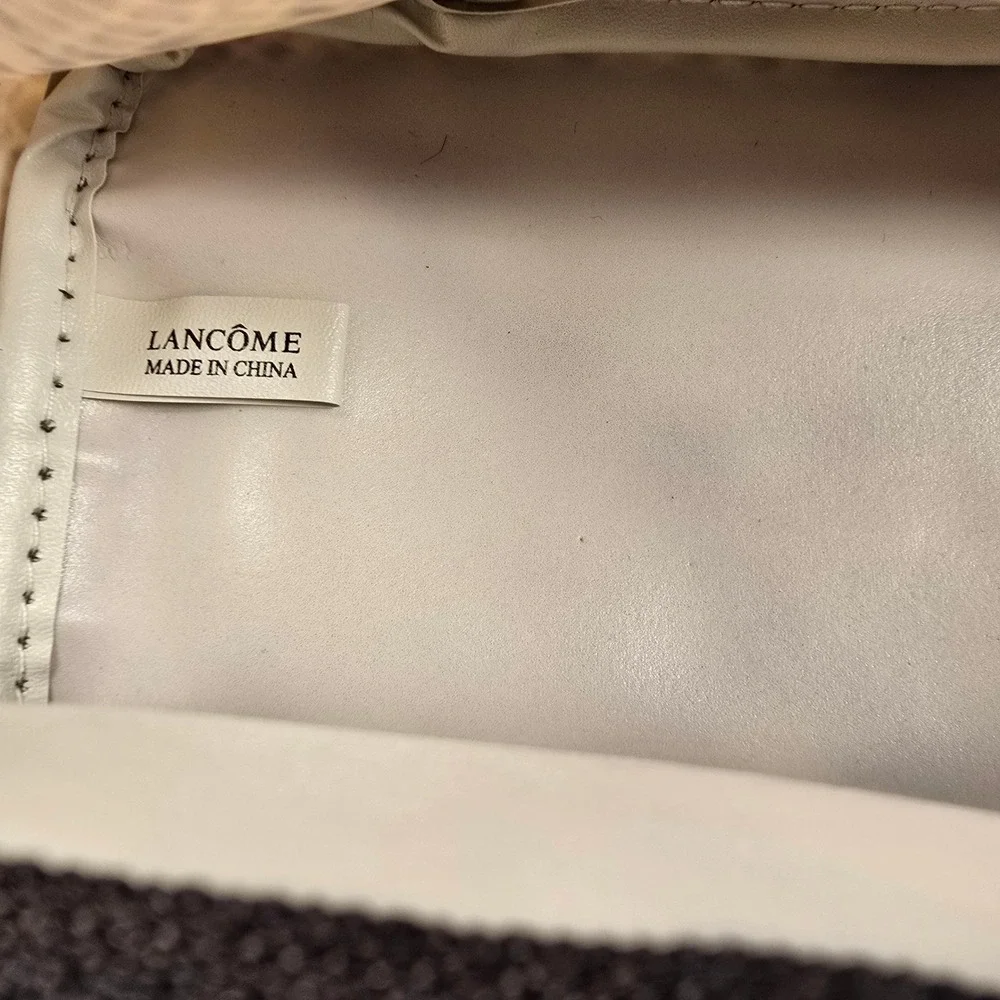 Lancome Cosmetic Bag 3pc Pink Plaid Snakeskin Giraffe Faux Fur Makeup Pouches
